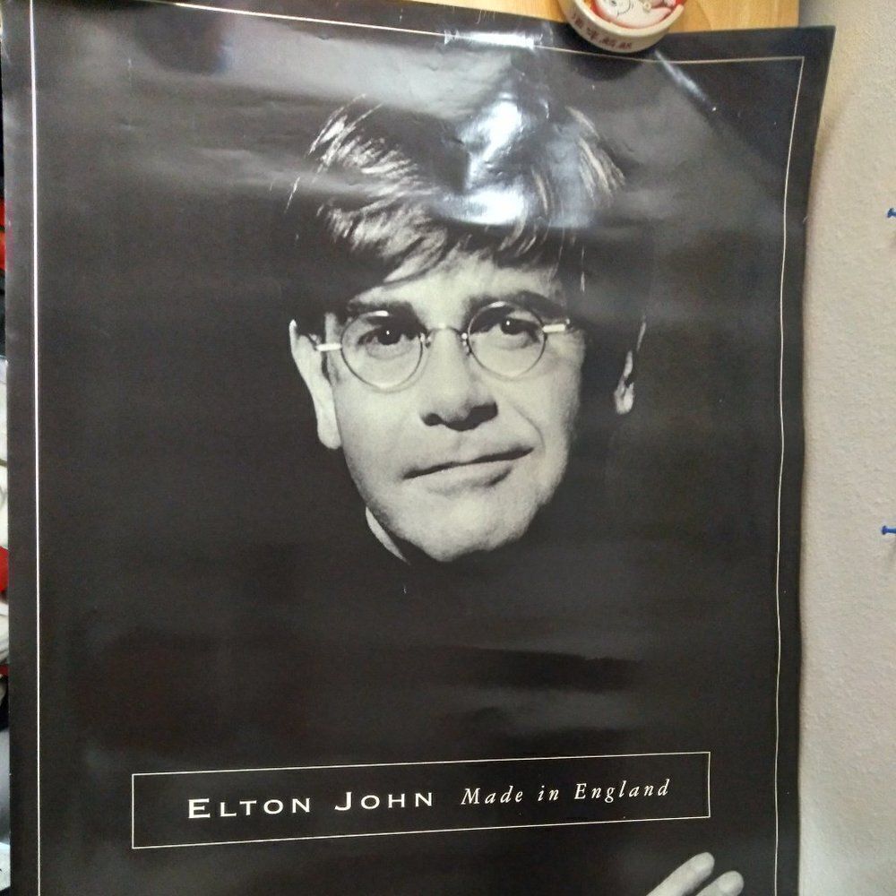 Vintage Elton John Made In England 2 Sided Poster 1995